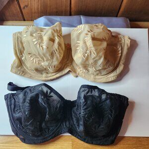 2 Panache SuperBra Tango II Sheer Underwire Black & Nude Bra 3251 - 36DD